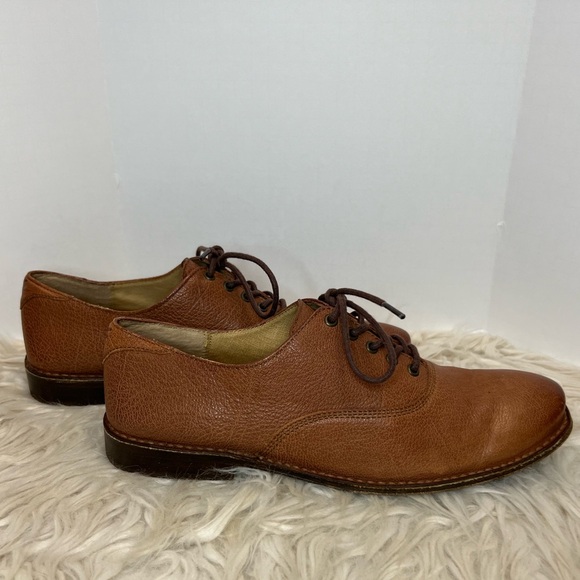 FRYE Paige Oxford Loafer Lace Up Camel‎ Brown Leather  Size 9B Used
